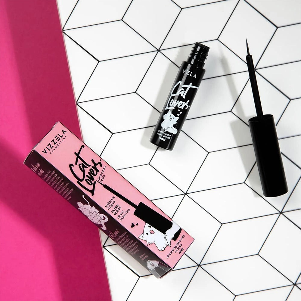 Delineador Liquido Maquiagem Olho Vizzela Cat Lovers Cor Marrom