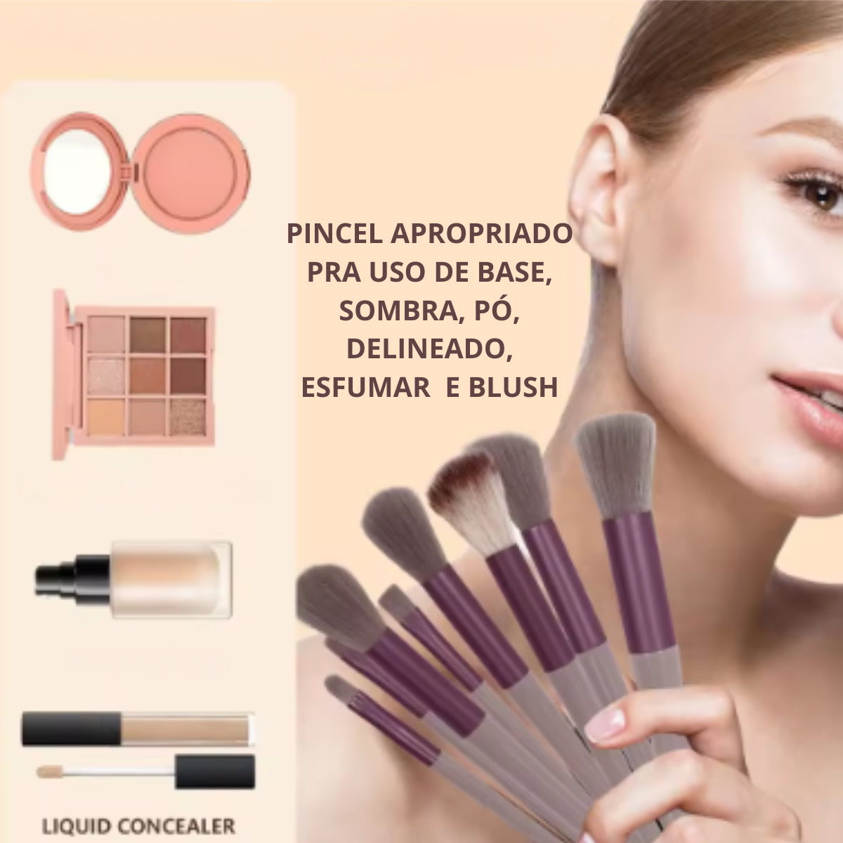 Pincel Maquiagem Kit 13 Peças Profissional Com Estojo