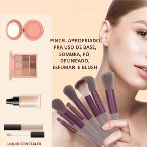 Pincel Maquiagem Kit 13 Peças Profissional Com Estojo