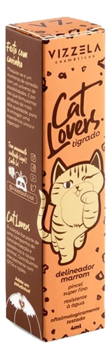 Delineador Liquido Maquiagem Olho Vizzela Cat Lovers Cor Marrom