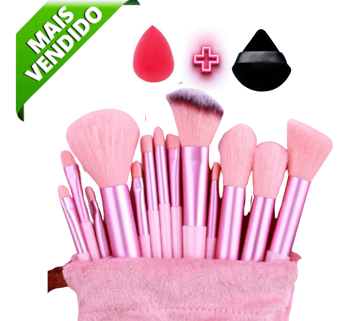 Pincel Maquiagem Kit 13 Peças Profissional Com Estojo
