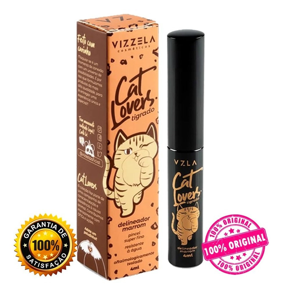 Delineador Liquido Maquiagem Olho Vizzela Cat Lovers Cor Marrom