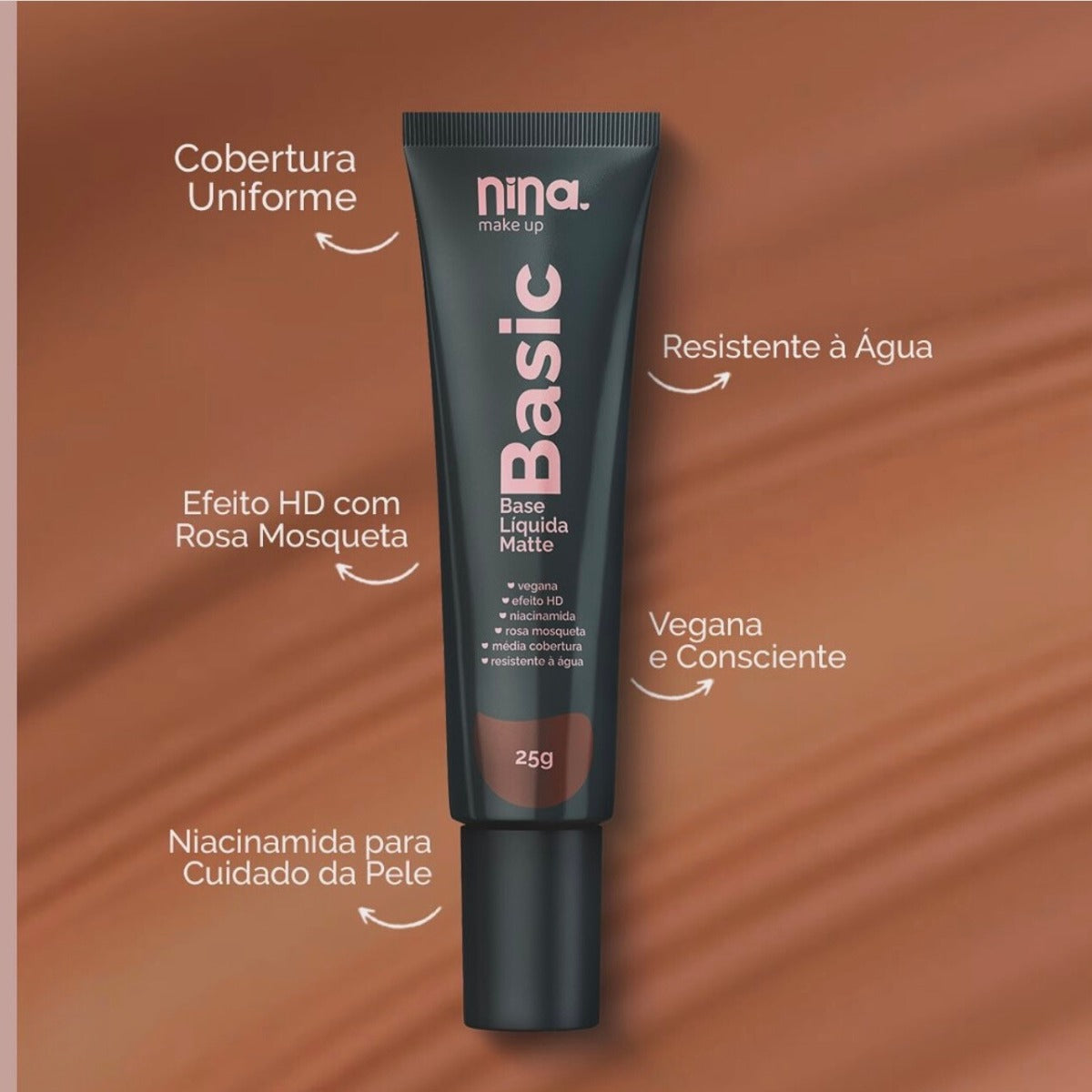 Base Líquida Efeito Hd Com Rosa Mosqueta Resistente A Água