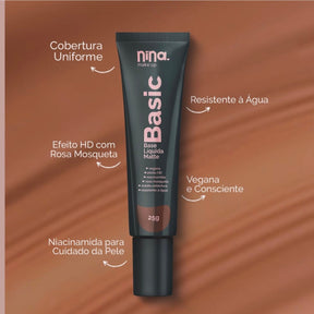 Base Líquida Efeito Hd Com Rosa Mosqueta Resistente A Água