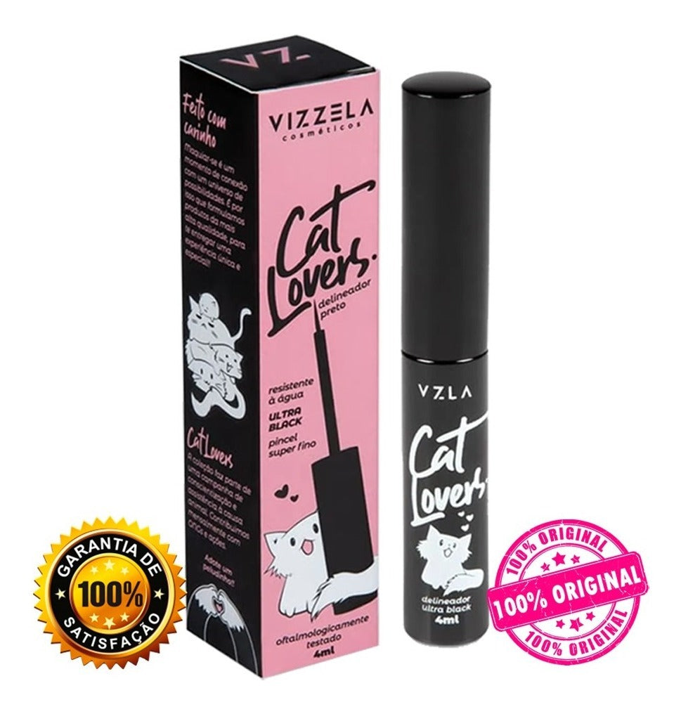 Delineador Liquido Maquiagem Olho Vizzela Cat Lovers Cor Marrom
