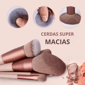 Pincel Maquiagem Kit 13 Peças Profissional Com Estojo