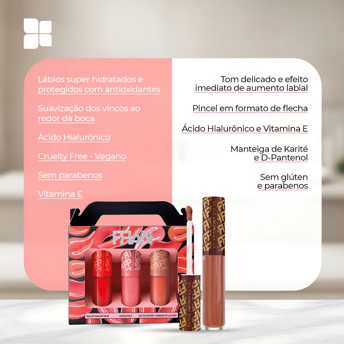 Kit 4 Gloss Fran By Franciny Ehlke Glosslicious + Chocochill